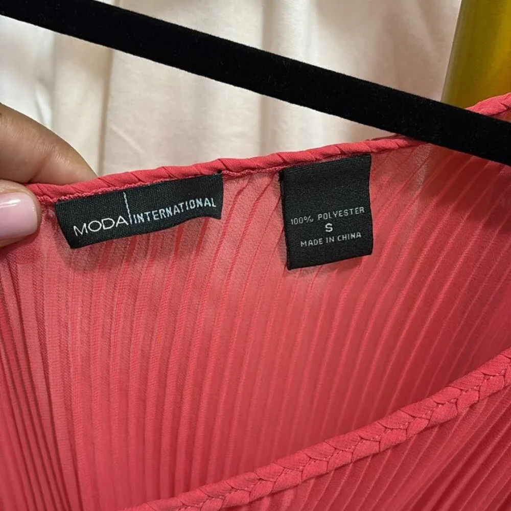 Stunning Coral One-Shoulder Pleated Dress- Small - Picture 4 of 7